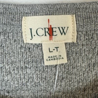 J.Crew Sweater Mens LT Gray Blue Waffle Knit Henley Long Sleeve Cotton - Thumbnail 7