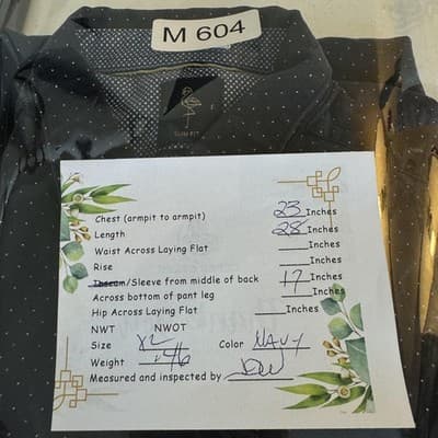 Denim & Flower Shirt Mens XL Blue Polka Dot Slim Fit Button Up Short Sleeve - Thumbnail 14