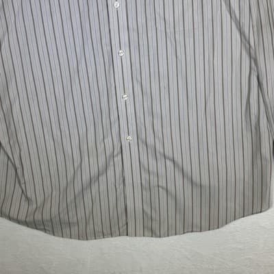 Roundtree & Yorke Gold Label Shirt Mens 3XL Brown Stripe Non-Iron Button Down - Thumbnail 3