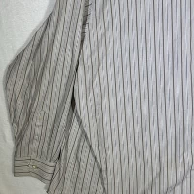 Roundtree & Yorke Gold Label Shirt Mens 3XL Brown Stripe Non-Iron Button Down - Thumbnail 4