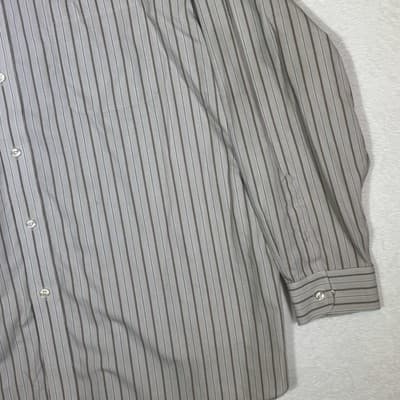 Roundtree & Yorke Gold Label Shirt Mens 3XL Brown Stripe Non-Iron Button Down - Thumbnail 6