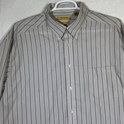 Roundtree & Yorke Gold Label Shirt Mens 3XL Brown Stripe Non-Iron Button Down - Thumbnail 5