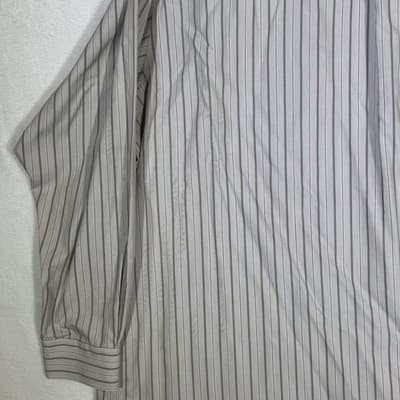 Roundtree & Yorke Gold Label Shirt Mens 3XL Brown Stripe Non-Iron Button Down - Thumbnail 10