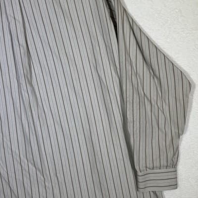Roundtree & Yorke Gold Label Shirt Mens 3XL Brown Stripe Non-Iron Button Down - Thumbnail 12