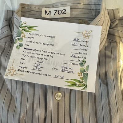 Roundtree & Yorke Gold Label Shirt Mens 3XL Brown Stripe Non-Iron Button Down - Thumbnail 14