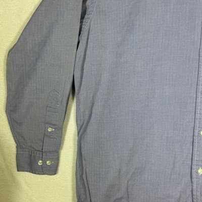 Ralph Lauren Shirt Mens 16 32/33 Blue Yarmouth Herringbone Button Down Logo - Thumbnail 4
