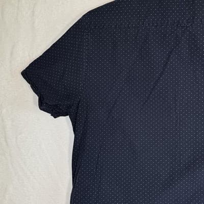 Denim & Flower Shirt Mens XL Blue Polka Dot Slim Fit Button Up Short Sleeve - Thumbnail 9