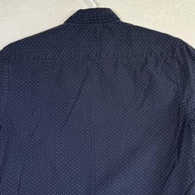 Denim & Flower Shirt Mens XL Blue Polka Dot Slim Fit Button Up Short Sleeve - Thumbnail 10