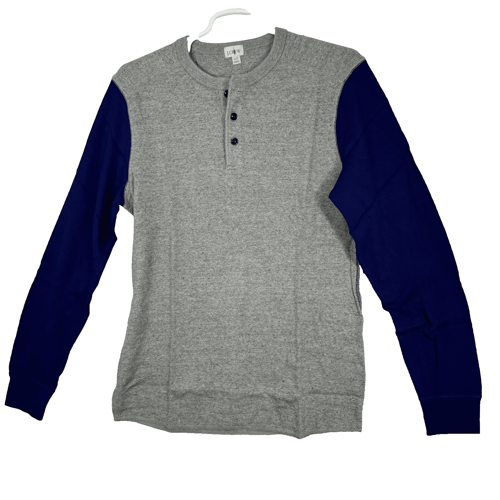 J.Crew Sweater Mens LT Gray Blue Waffle Knit Henley Long Sleeve Cotton - Image 1