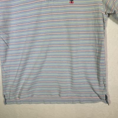 Brooks Brothers Polo Shirt Mens XL Blue Pastel Stripe 346 Cotton Short Sleeve - Thumbnail 3