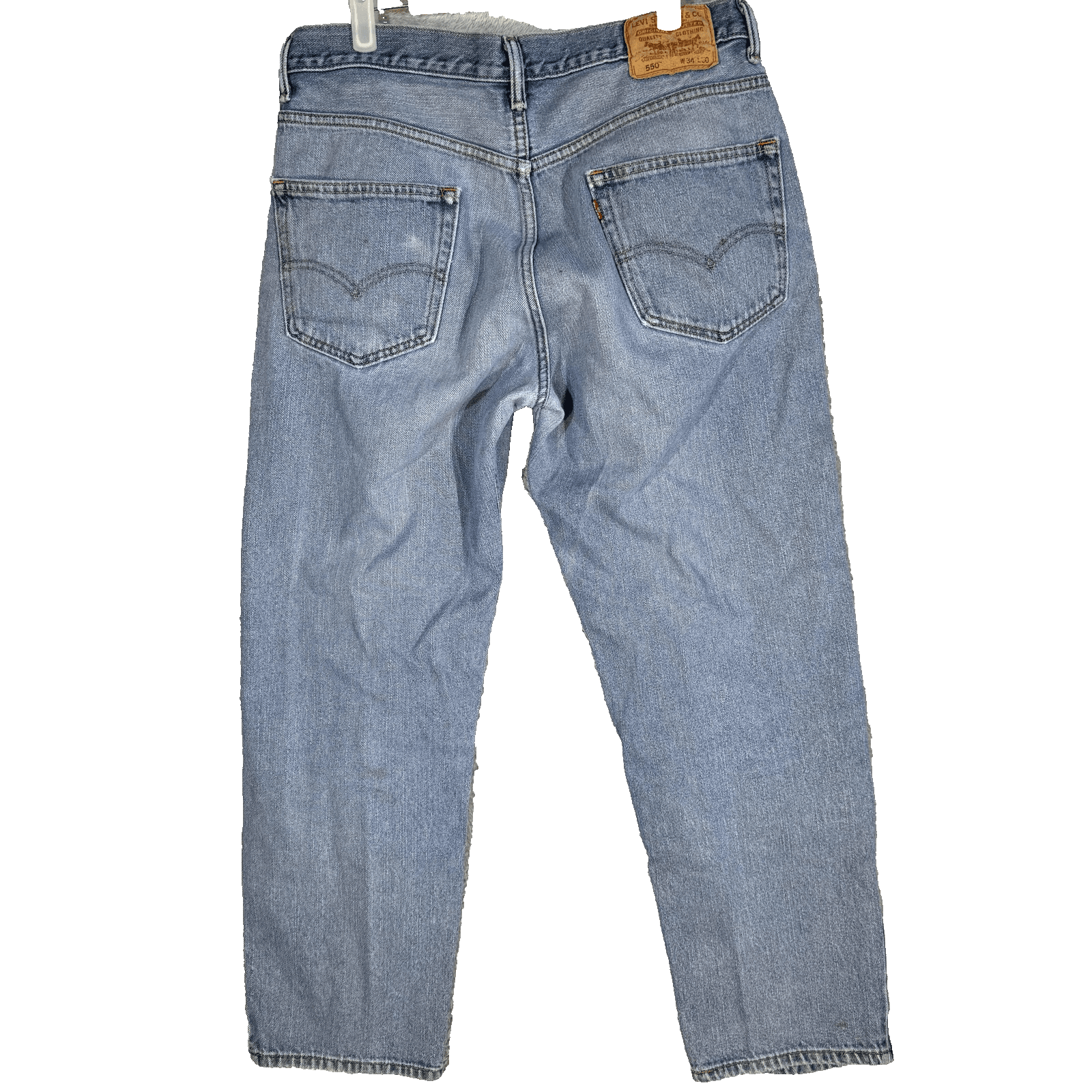 Levis 550 Jeans Mens 34x30 Blue Relaxed Fit Tapered Leg Denim Pants Good Used - Thumbnail 2