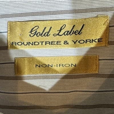 Roundtree & Yorke Gold Label Shirt Mens 3XL Brown Stripe Non-Iron Button Down - Thumbnail 7