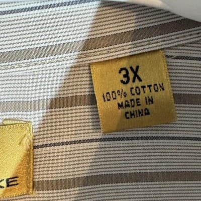 Roundtree & Yorke Gold Label Shirt Mens 3XL Brown Stripe Non-Iron Button Down - Thumbnail 8