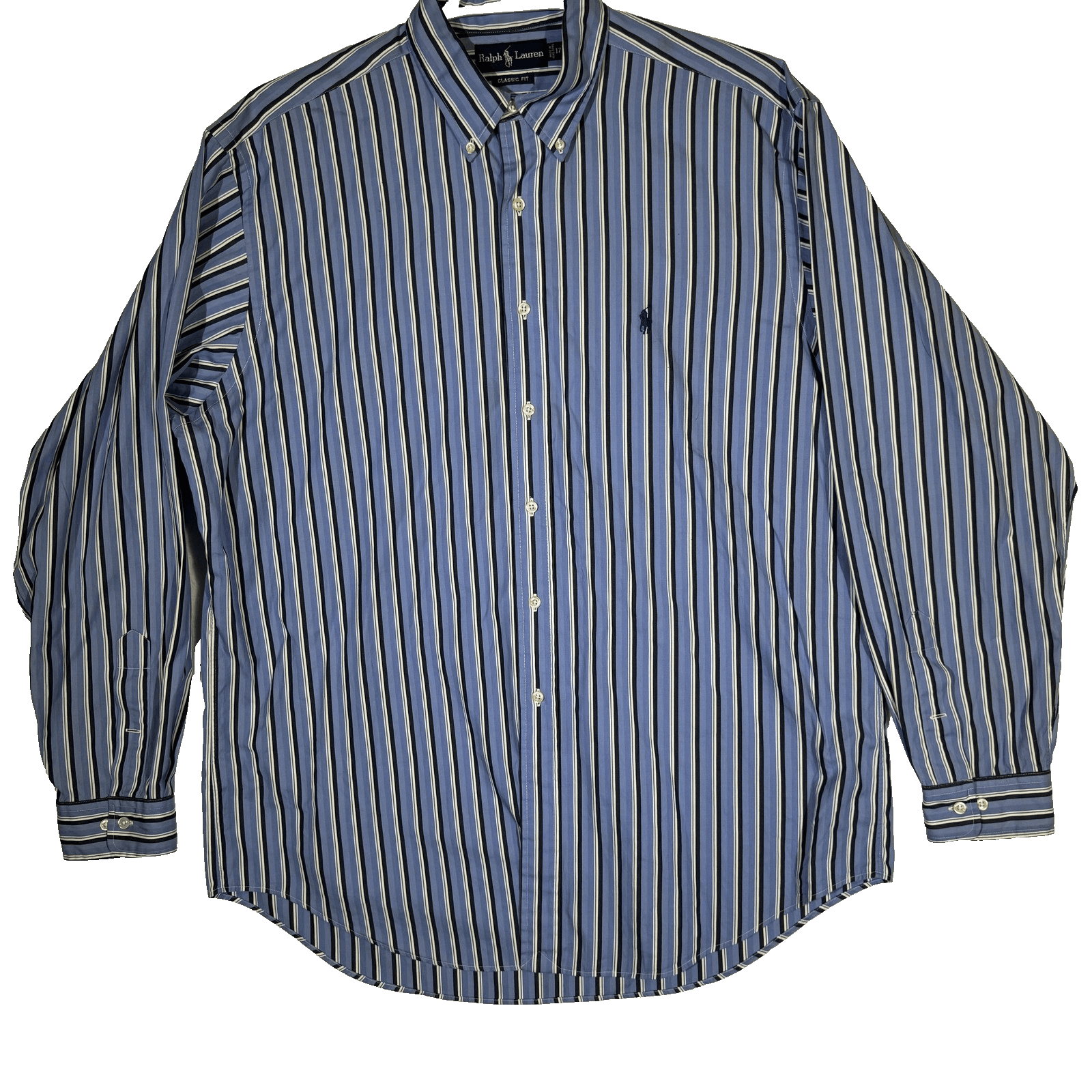 Ralph Lauren Shirt Mens XL Blue Striped Classic Fit Button Down Long Sleeve Pony - Image 1