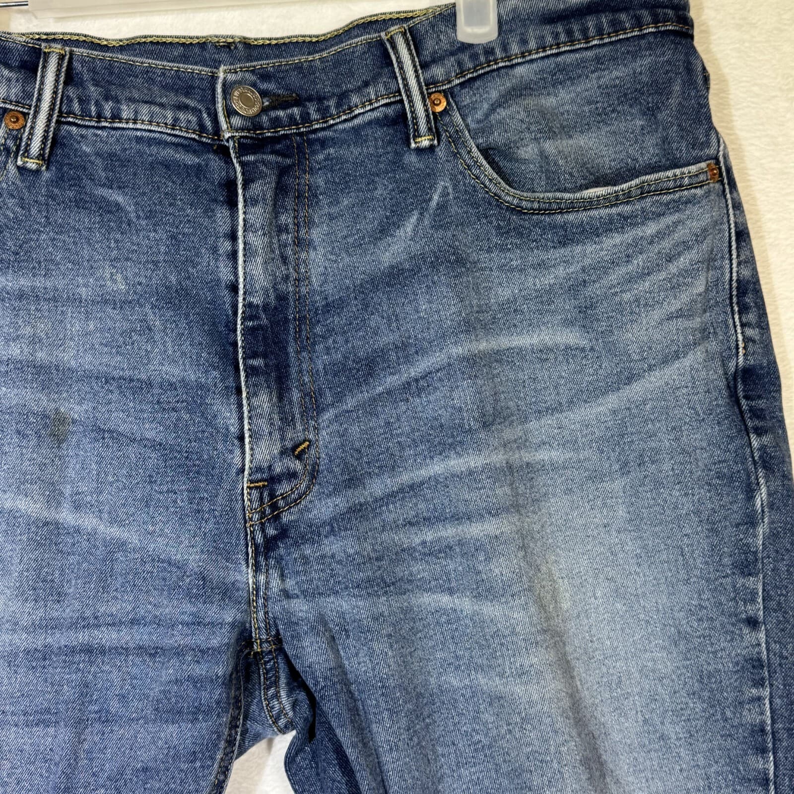 Levis Jeans Mens 38x32 Blue Denim Straight Leg 100 Percent Cotton Mid Rise Zip F - Thumbnail 6