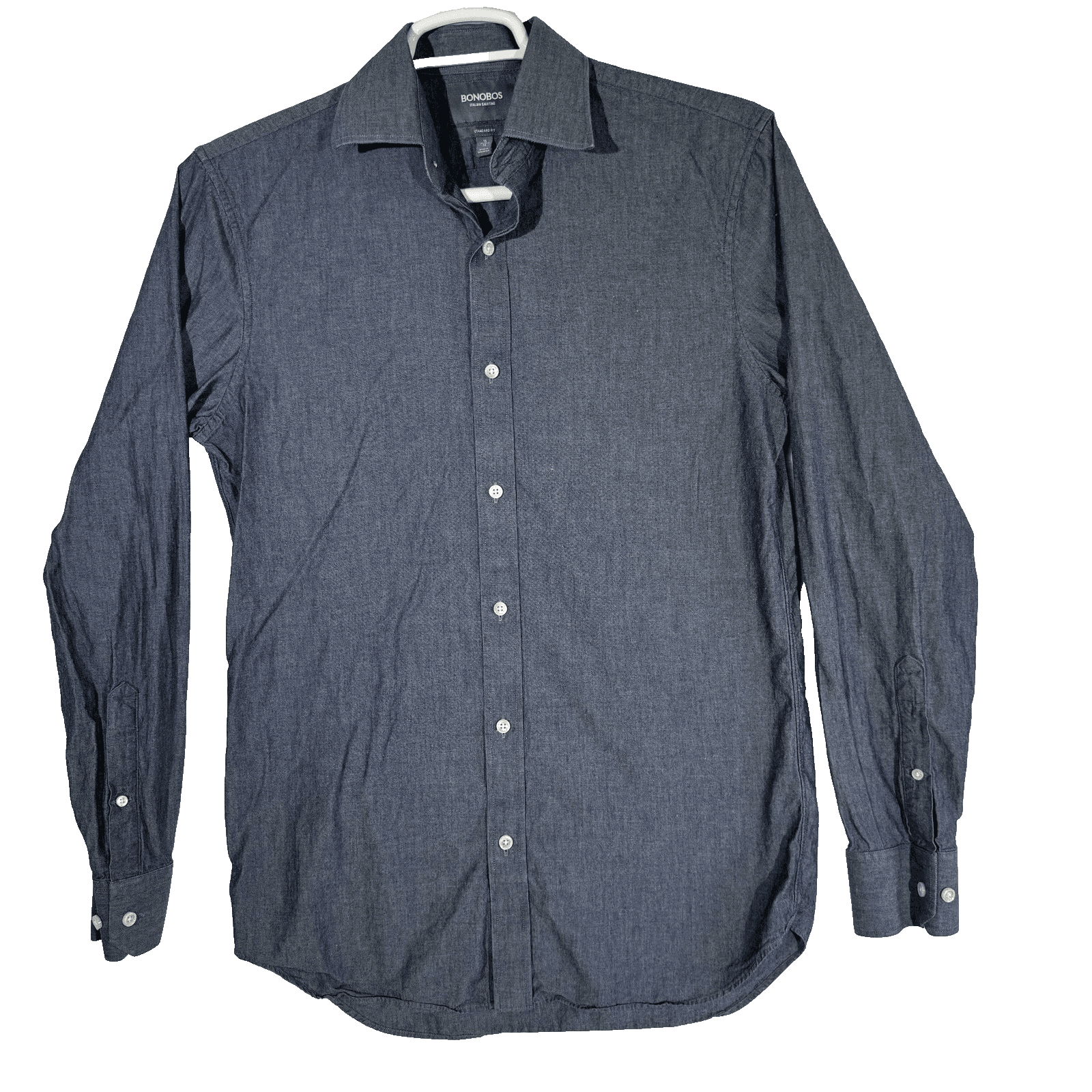 Bonobos Italian Shirting Dress Shirt Mens 15 35 Blue Long Sleeve Standard Fit - Image 1