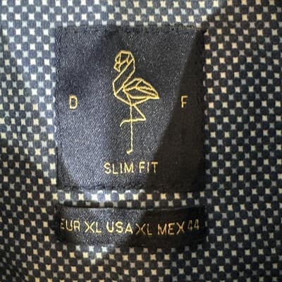 Denim & Flower Shirt Mens XL Blue Polka Dot Slim Fit Button Up Short Sleeve - Thumbnail 7