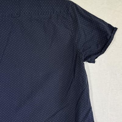 Denim & Flower Shirt Mens XL Blue Polka Dot Slim Fit Button Up Short Sleeve - Thumbnail 11