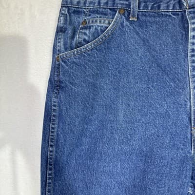 Vintage Roebucks Jeans Mens 34x34 Blue Denim Made USA High Rise Straight 90s - Thumbnail 3