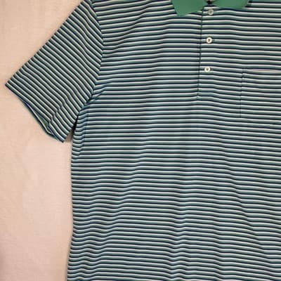 RLX Ralph Lauren Polo Shirt Mens Large Green Blue Stripe Golf Wicking Stretch - Thumbnail 3