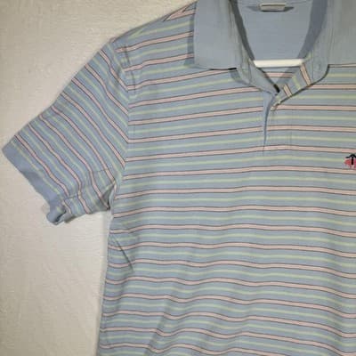 Brooks Brothers Polo Shirt Mens XL Blue Pastel Stripe 346 Cotton Short Sleeve - Thumbnail 4