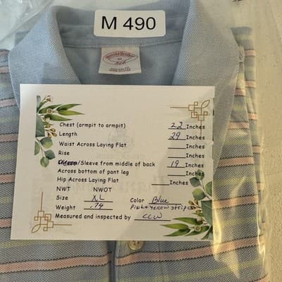 Brooks Brothers Polo Shirt Mens XL Blue Pastel Stripe 346 Cotton Short Sleeve - Thumbnail 17