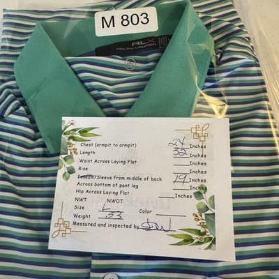 RLX Ralph Lauren Polo Shirt Mens Large Green Blue Stripe Golf Wicking Stretch - Thumbnail 15