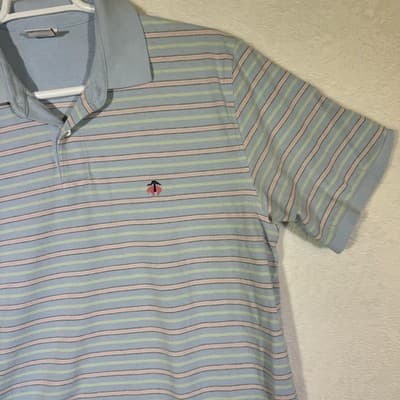 Brooks Brothers Polo Shirt Mens XL Blue Pastel Stripe 346 Cotton Short Sleeve - Thumbnail 6