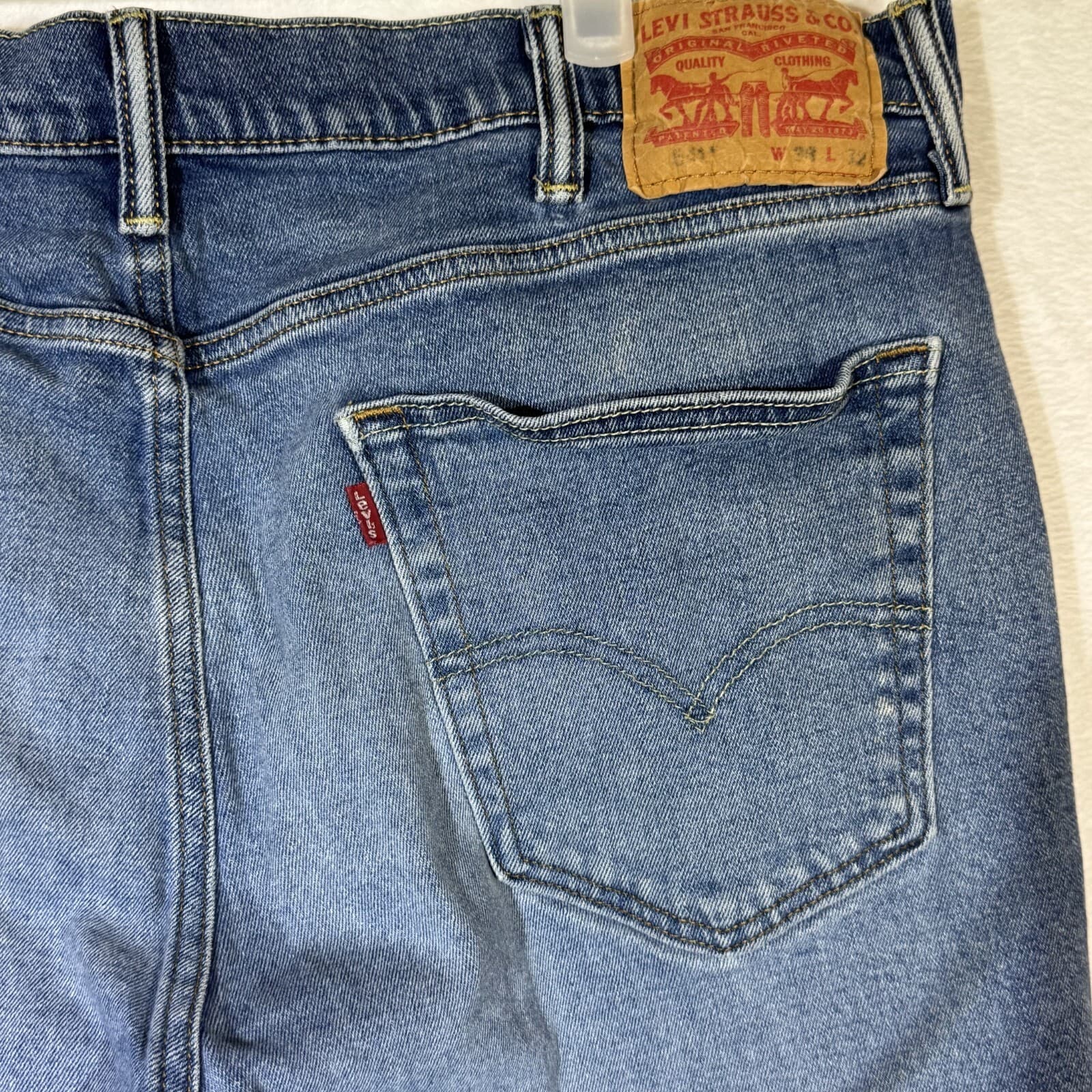 Levis Jeans Mens 38x32 Blue Denim Straight Leg 100 Percent Cotton Mid Rise Zip F - Thumbnail 10