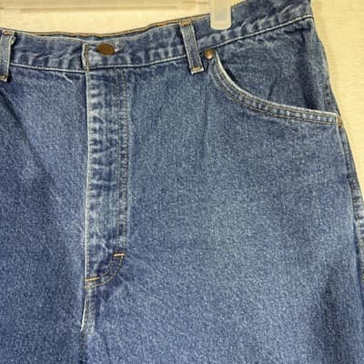 Vintage Roebucks Jeans Mens 34x34 Blue Denim Made USA High Rise Straight 90s - Thumbnail 5