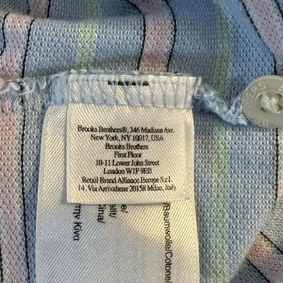 Brooks Brothers Polo Shirt Mens XL Blue Pastel Stripe 346 Cotton Short Sleeve - Thumbnail 13