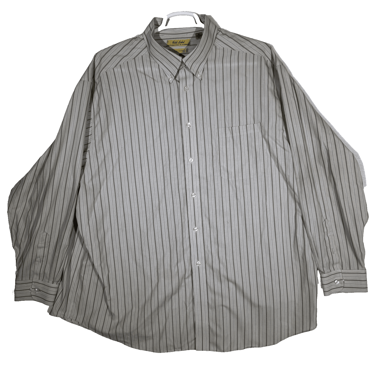 Roundtree & Yorke Gold Label Shirt Mens 3XL Brown Stripe Non-Iron Button Down - Image 1