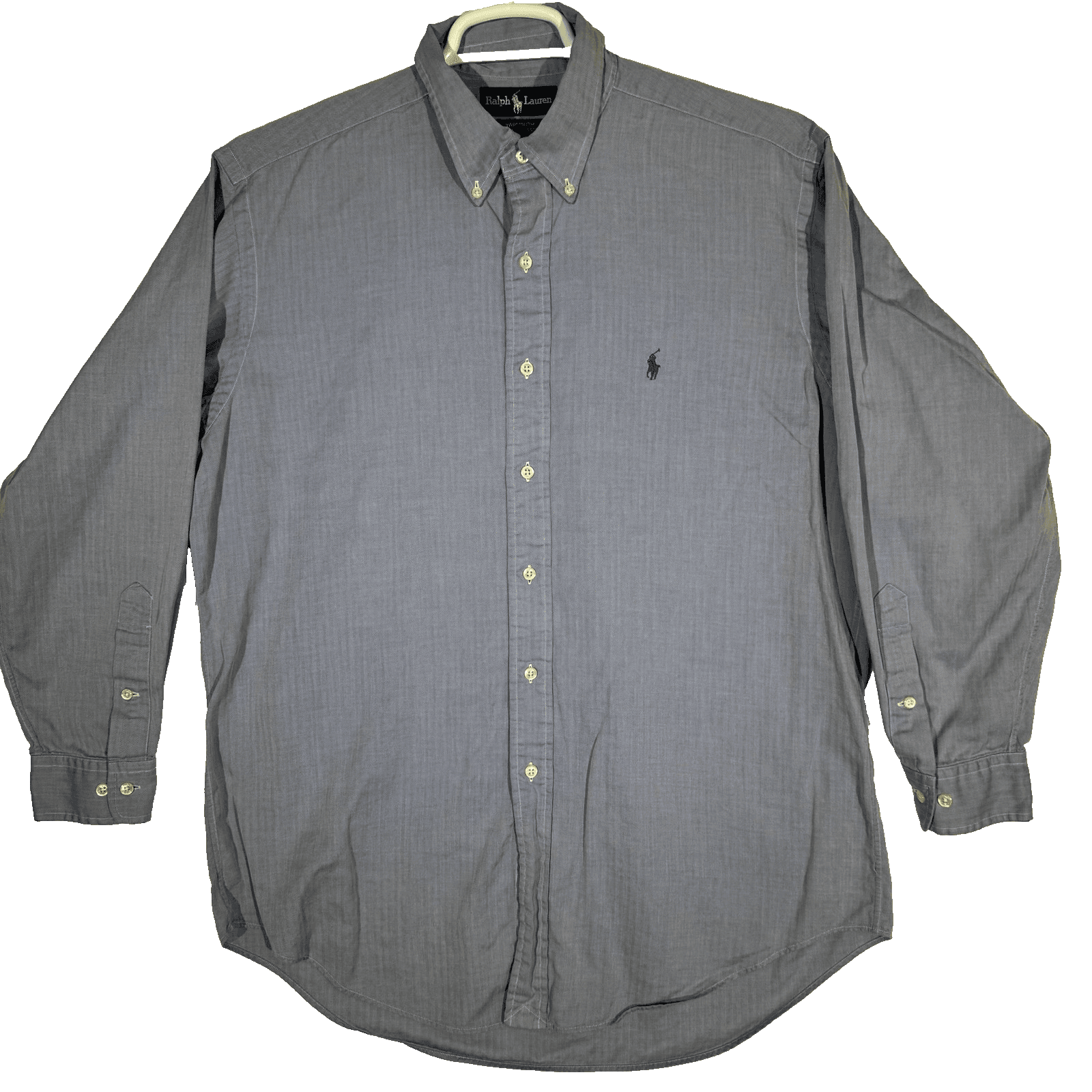 Ralph Lauren Shirt Mens 16 32/33 Blue Yarmouth Herringbone Button Down Logo - Image 1