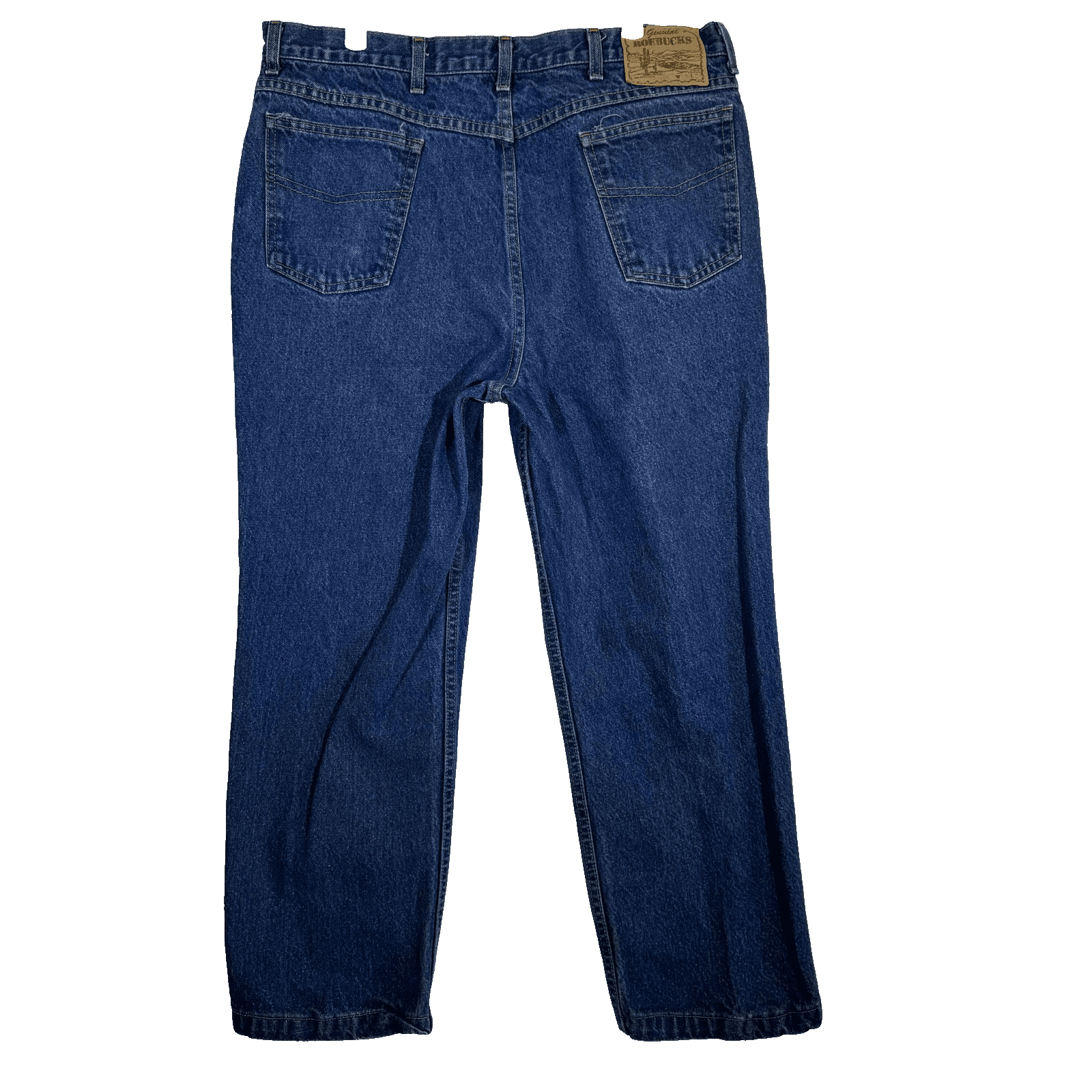 Vintage Roebucks Jeans Mens 34x34 Blue Denim Made USA High Rise Straight 90s - Thumbnail 2