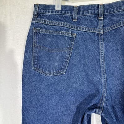 Vintage Roebucks Jeans Mens 34x34 Blue Denim Made USA High Rise Straight 90s - Thumbnail 8