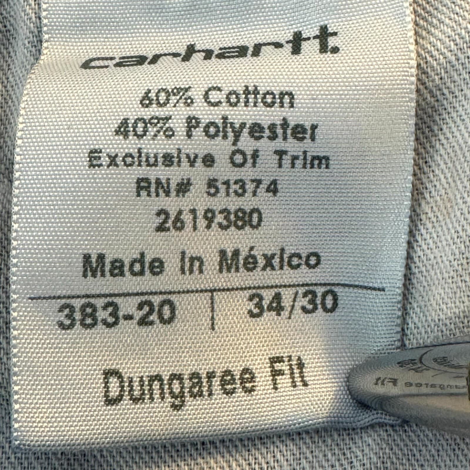 Carhartt Men’s Carpenter 383-20 Pants 34x30 Navy Soft Canvas Dungaree Fit - Thumbnail 9