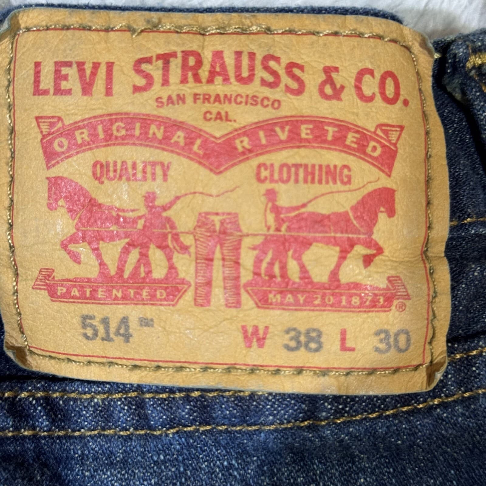 Levis 514 Jeans Mens 38x30 Blue Denim 100 Percent Cotton Straight Leg Mid Rise - Thumbnail 10