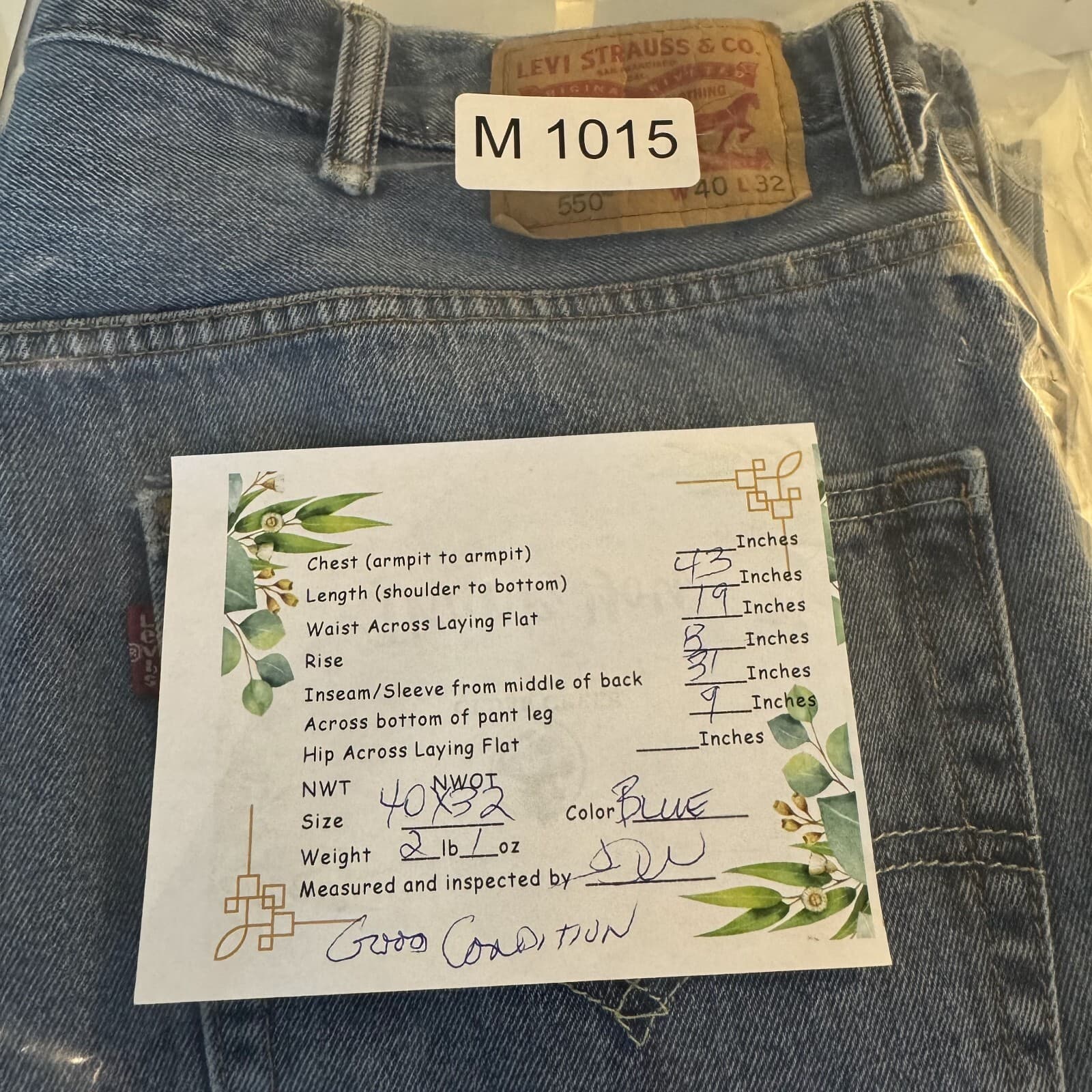 Levis 550 Jeans Mens 40x32 Blue Denim 100 Percent Cotton Relaxed Fit High Rise - Thumbnail 18