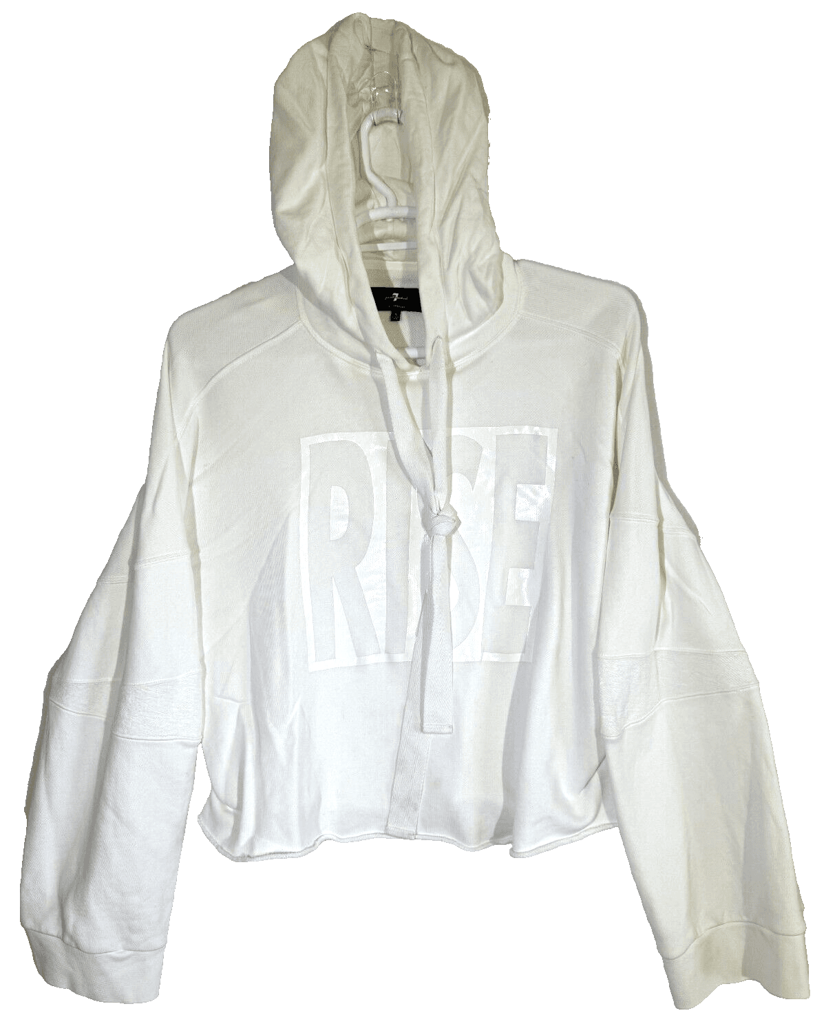 7 For All Mankind Cotton White Hoodie S with Decorative Trim – Pre‑Owned Excell - Image 1