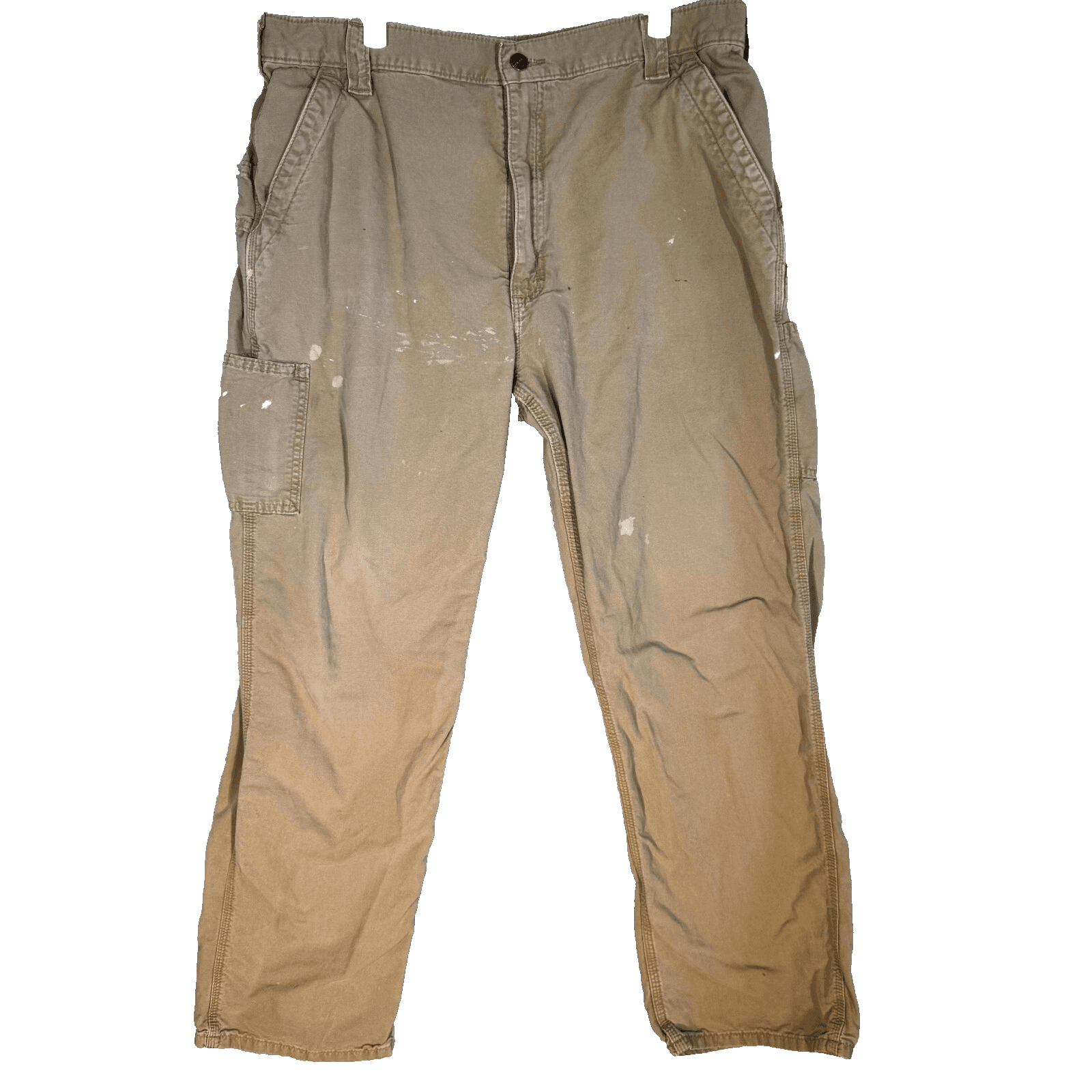 Carhartt Carpenter Jeans 38x32 Beige Loose Fit Workwear Utility - Image 1