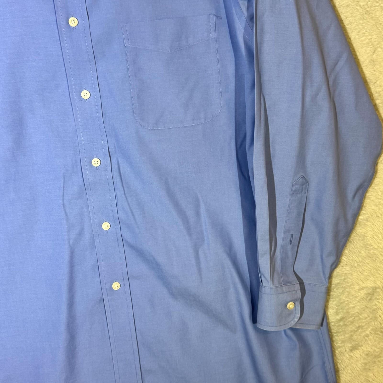 Gold Label Men’s Dress Shirt 16.5x33 Blue 100% Cotton Fitted - Thumbnail 5