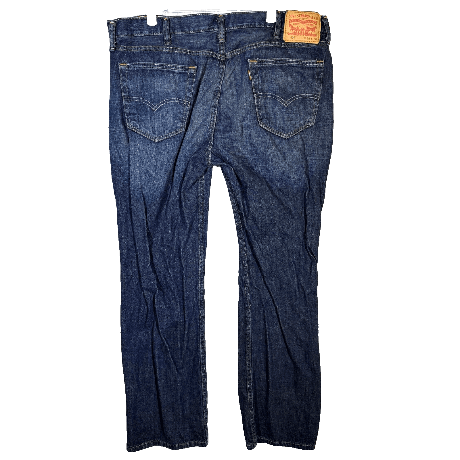 Levis 514 Jeans Mens 38x30 Blue Denim 100 Percent Cotton Straight Leg Mid Rise - Thumbnail 2