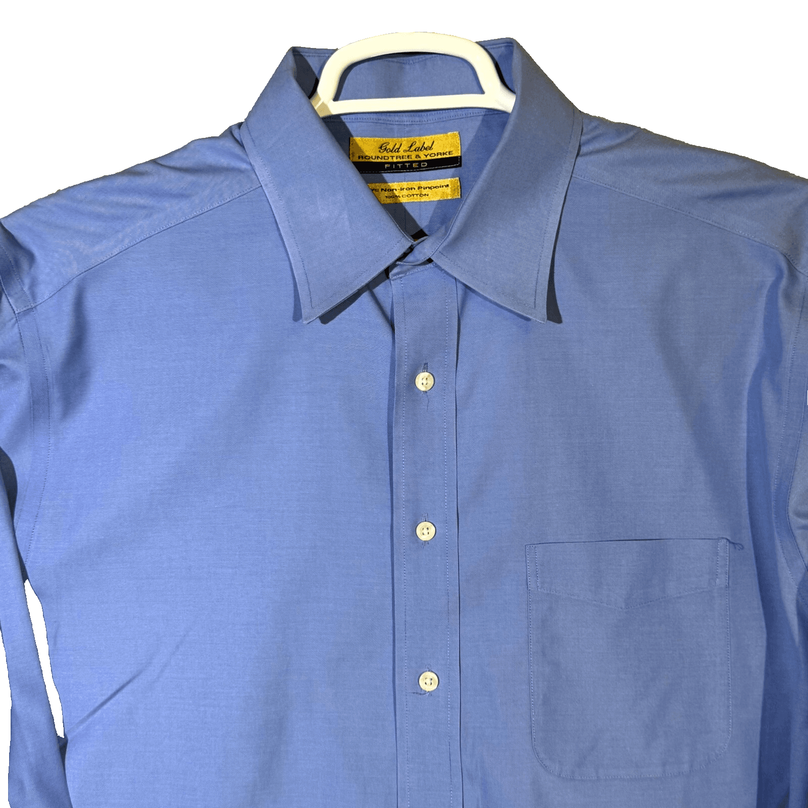 Gold Label Men’s Dress Shirt 16.5x33 Blue 100% Cotton Fitted - Thumbnail 4