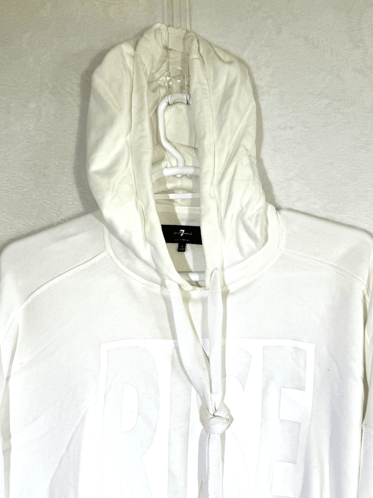 7 For All Mankind Cotton White Hoodie S with Decorative Trim – Pre‑Owned Excell - Thumbnail 3