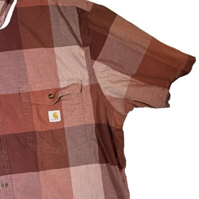 Carhartt Men's Shirt 2XL Red Plaid Cotton Stretch Relaxed Fit Button-Down - Thumbnail 6