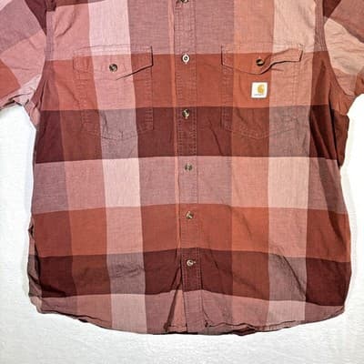 Carhartt Men's Shirt 2XL Red Plaid Cotton Stretch Relaxed Fit Button-Down - Thumbnail 3