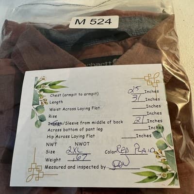 Carhartt Men's Shirt 2XL Red Plaid Cotton Stretch Relaxed Fit Button-Down - Thumbnail 8