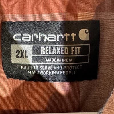 Carhartt Men's Shirt 2XL Red Plaid Cotton Stretch Relaxed Fit Button-Down - Thumbnail 9