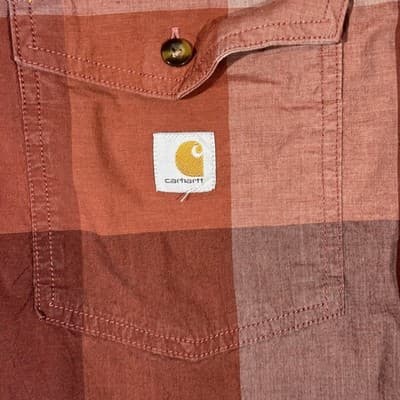 Carhartt Men's Shirt 2XL Red Plaid Cotton Stretch Relaxed Fit Button-Down - Thumbnail 7