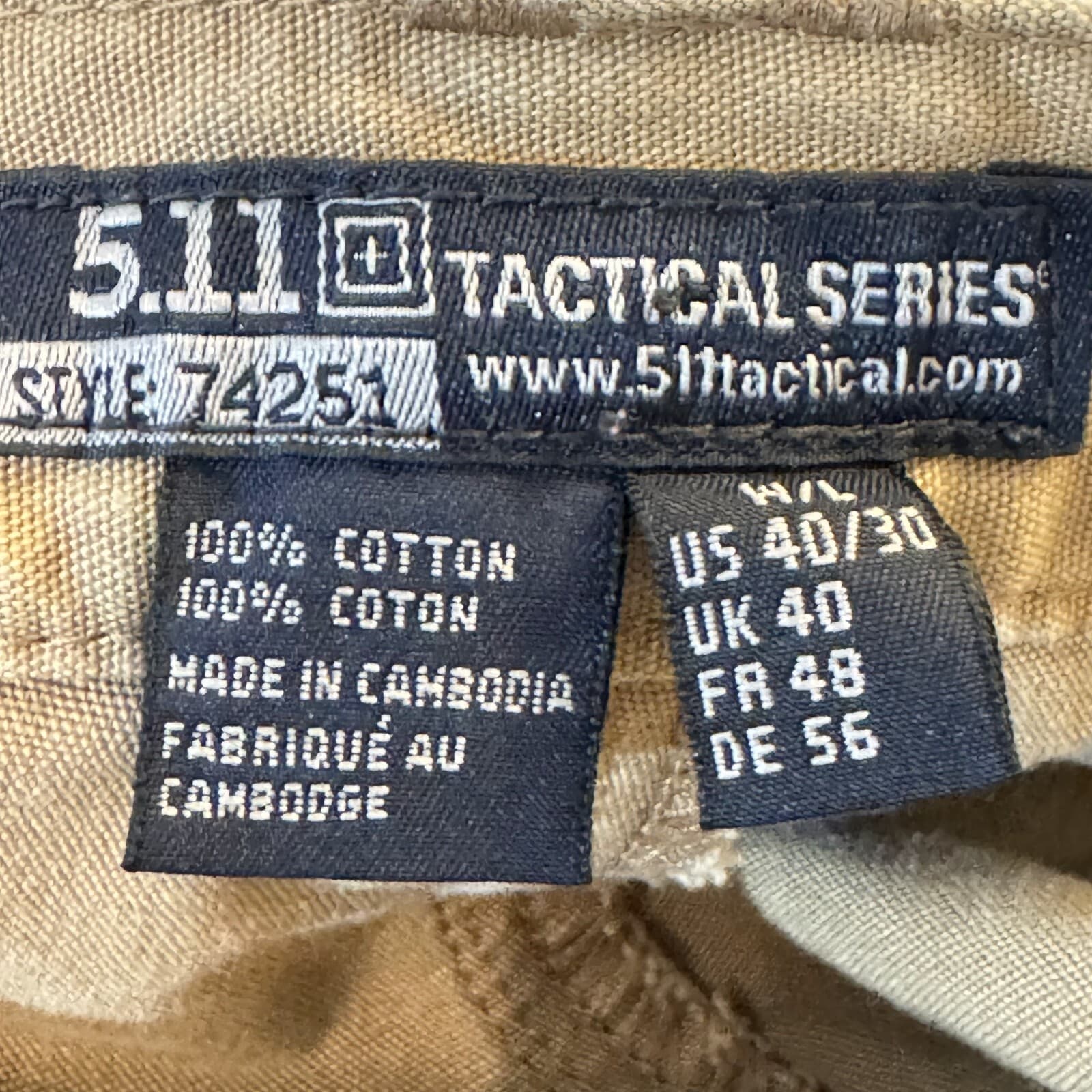 5.11 Tactical Workwear Pants Men's 40 X 30 Brown 100% Cotton Cargo Pockets M874 - Thumbnail 14